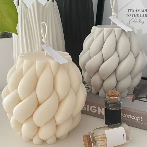 Silikon Mum Yağmur Damlası Şekilli Orta Boy 3D Geometrik Kavisli Sütun Sabun Kalıbı