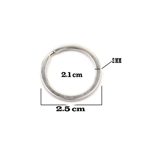 Zincirsiz Boş  Yassı Model Anahtarlık Halkası  2.5 CM (1000 Adet)  Gümüş