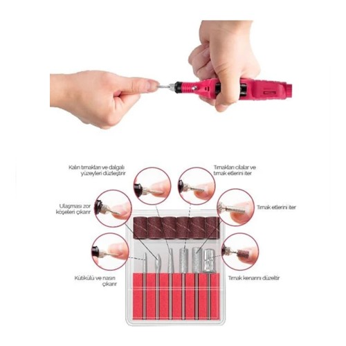 Vovento Elektrikli 6 Başlıklı Hız Ayarlı Manikür Pedikür Seti