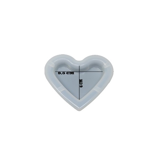 Epoksi Silikon Kalıp Küllük Kalıbı Kalp Modeli  9.5 CM