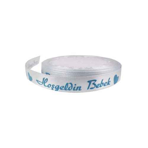 Saten Kurdele Hoşgeldin Bebek Yazılı 1 CM (10 Metre) Mavi Saten Kurdele Hoşgeldin Bebek Yazılı 1 CM (10 Metre) Mavi