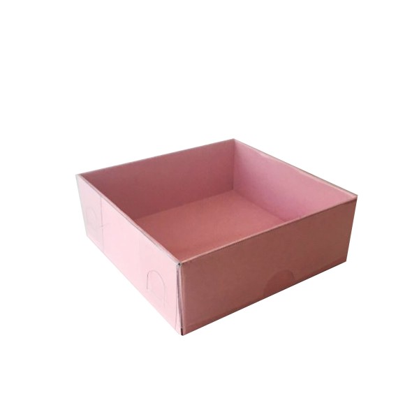 Asetat Kapaklı Karton Kutu 12X12X3 (50 Adet)  Pembe