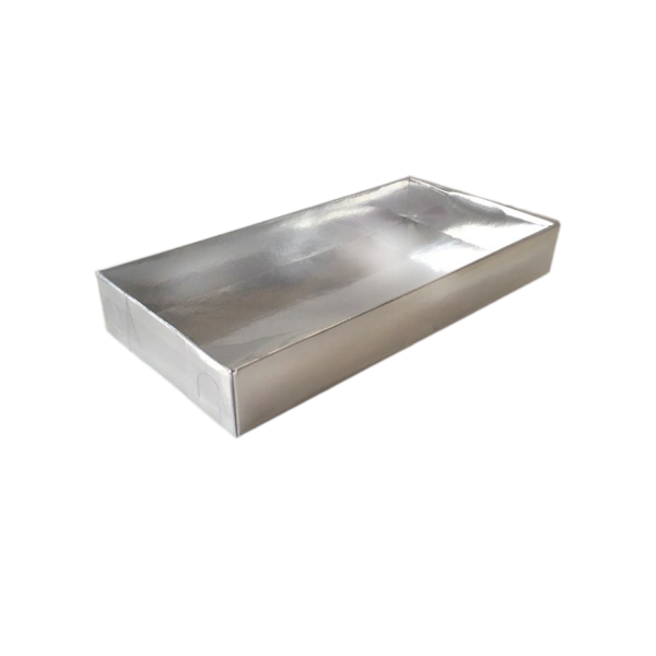 Asetat Kapaklı Karton Kutu 20X10X3 (25 Adet)  Gümüş