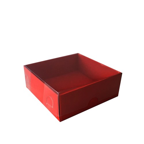 Asetat Kapaklı Karton Kutu Düz Renk 8X8X3 (50 Adet) Kırmızı Asetat Kapaklı Karton Kutu Düz Renk 8X8X3 (50 Adet) Kırmızı