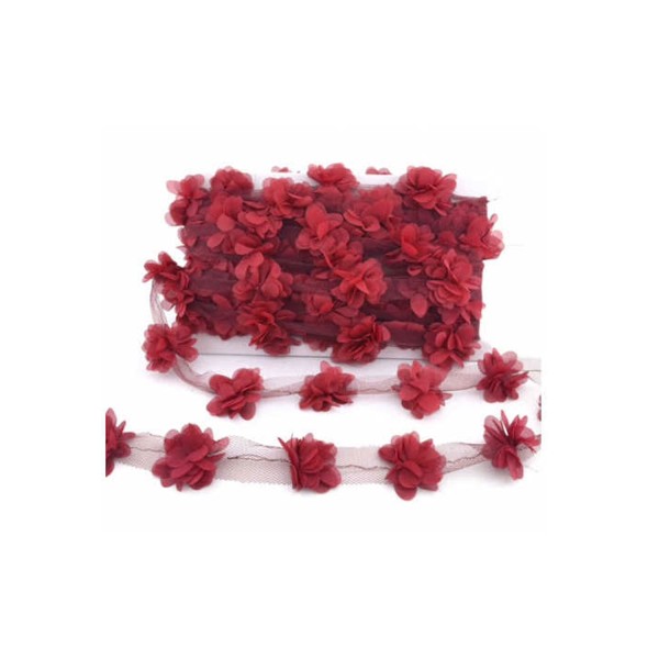 Lazer Kesim Tülden Çiçek (Şifon Çiçek) (10 Metre) Bordo Lazer Kesim Tülden Çiçek (Şifon Çiçek) (10 Metre) Bordo