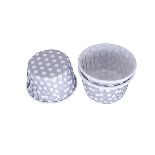 Cupcake Kalıbı Büyük Boy 62*40 Mm (100 Adet)  Puantiyeli Gümüş