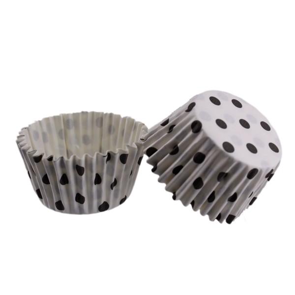 Cupcake Kalıbı Pet Kapsül Kek Kalıbı 48X34 MM (100 Adet)  Puantiyeli  Beyaz