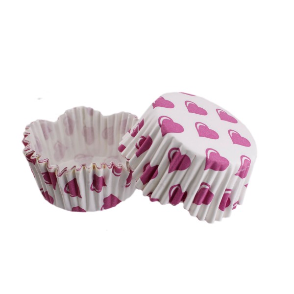 Cupcake Kalıbı Pet Kapsül Dalgalı Kek Kalıbı 65X38 MM (100 Adet) Beyaza Fuşya Kalpli Cupcake Kalıbı Pet Kapsül Dalgalı Kek Kalıbı 65X38 MM (100 Adet) Beyaza Fuşya Kalpli