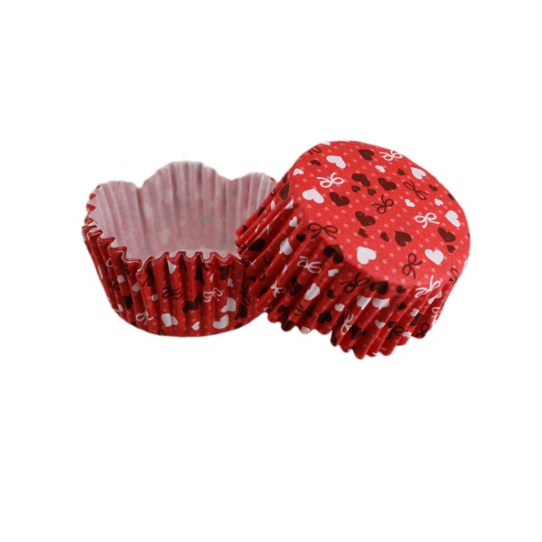 Cupcake Kalıbı Pet Kapsül Dalgalı Kırmızı Üzeri Fiyonk Ve Kalp Desenli Kek Kalıbı 65X38 MM (100 Adet) Cupcake Kalıbı Pet Kapsül Dalgalı Kırmızı Üzeri Fiyonk Ve Kalp Desenli Kek Kalıbı 65X38 MM (100 Adet)