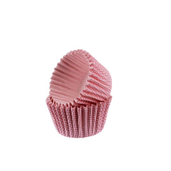 Cupcake Kalıbı Pet Kapsül  Kek Kalıbı48X34 MM (100 Adet)  Pembe Küçük Puanlı