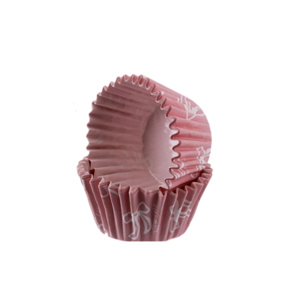 Kek Kalıbı Pet Kapsül 52X45 Mm Kağıt Cupcake Kağıdı (100 Adet)  Fiyonklu Pembe