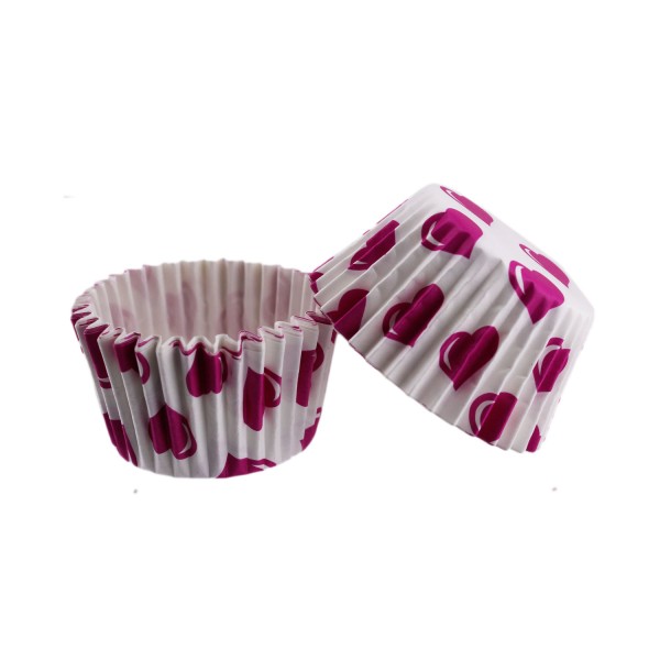 Cupcake Kalıbı Pet Kapsül Kek Kalıbı 48X34 MM (100 Adet) Beyaza Fuşya Kalpli Cupcake Kalıbı Pet Kapsül Kek Kalıbı 48X34 MM (100 Adet) Beyaza Fuşya Kalpli