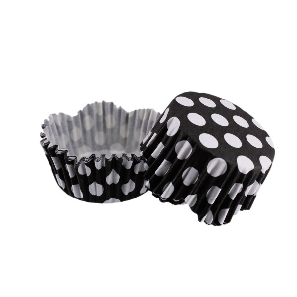 Cupcake Kalıbı Pet Kapsül Dalgalı Kek Kalıbı 65X38 MM (100 Adet) Puantiyeli Siyah Cupcake Kalıbı Pet Kapsül Dalgalı Kek Kalıbı 65X38 MM (100 Adet) Puantiyeli Siyah