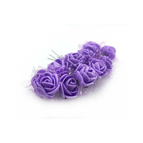 Lateks Gül Küçük Organzeli Ve Parlak (144 Adet)  Lila