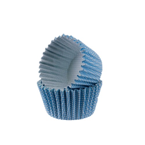 Kek Kalıbı Pet Kapsül 52X45 Mm Kağıt Cupcake Kağıdı (100 Adet)  Mavi Küçük Puanlı