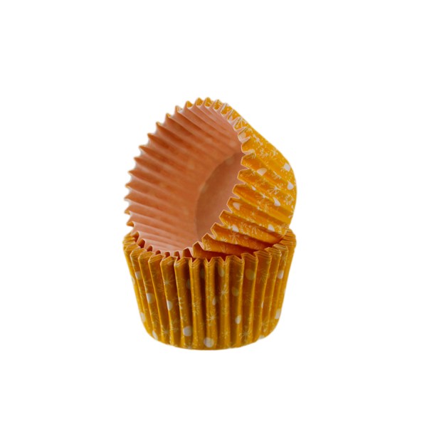 Kek Kalıbı Pet Kapsül 52X45 Mm Kağıt Cupcake Kağıdı (100 Adet)  Kar Desenli Turuncu