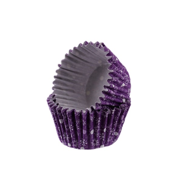 Kek Kalıbı Pet Kapsül 52X45 Mm Kağıt Cupcake Kağıdı (100 Adet)  Kar Desenli Mor