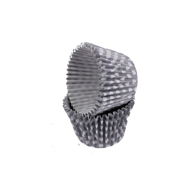 Kek Kalıbı Pet Kapsül 52X45 MM Kağıt Cupcake Kağıdı (100 Adet)  Puantiyeli Gümüş