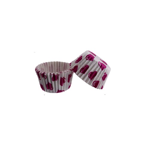 Kek Kalıbı Pet Kapsül 52X45 MM Kağıt Cupcake Kağıdı (100 Adet) Beyaza Fuşya Kalpli Kek Kalıbı Pet Kapsül 52X45 MM Kağıt Cupcake Kağıdı (100 Adet) Beyaza Fuşya Kalpli