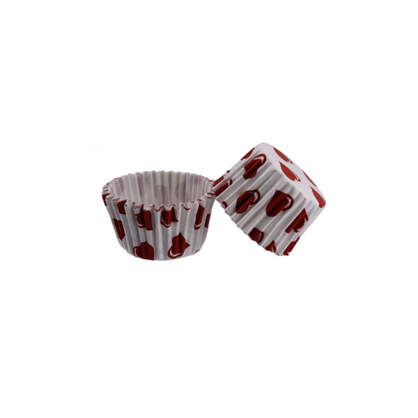 Kek Kalıbı Pet Kapsül 52X45 MM Kağıt Cupcake Kağıdı (100 Adet) Bordo Kalp Desen Kek Kalıbı Pet Kapsül 52X45 MM Kağıt Cupcake Kağıdı (100 Adet) Bordo Kalp Desen