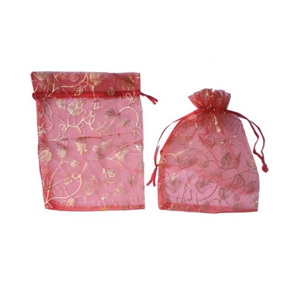 Kına Çerez Kesesi Lale Desenli 17X23 Cm (50 Adet)  Kırmızı