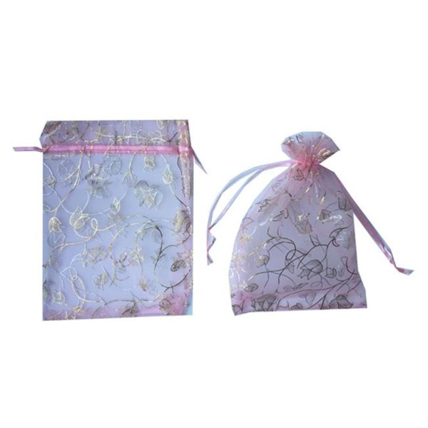 Kına Çerez Kesesi Lale Desenli 17X23 Cm (50 Adet)  Pembe