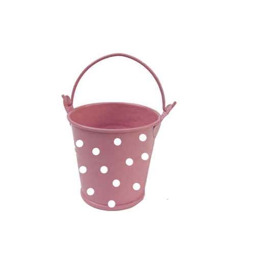 Metal Kova Puantiyeli Sade (10 Adet)  Pembe