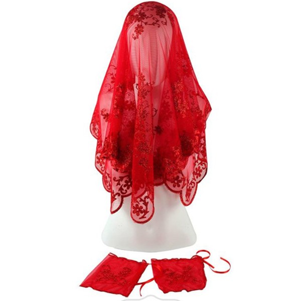 Kına Gecesi Pullu Yüz Örtüsü Allık Duvak  Kırmızı