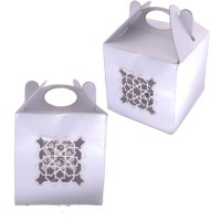 Karton Kutu Lazer Kesim Kına Çerez Ve Hediye İçin 6X6X6 (25 Adet)  Beyaz