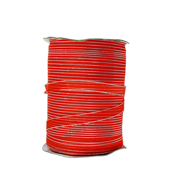 Organze Kurdele 1 CM Kenarı Şeritli  (457 Metre)  Kırmızı