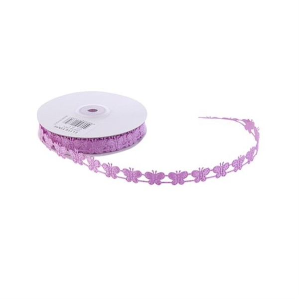 Kurdele Kelebekli Simli 2 Cm (18 Metre)  Lila