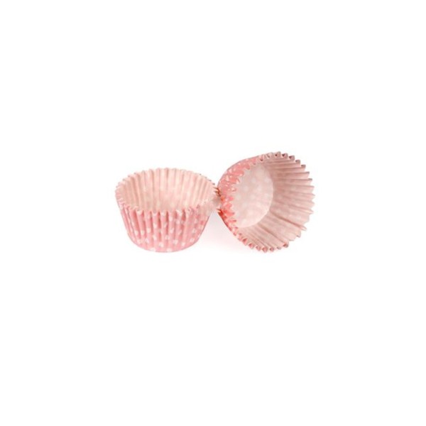 Kek Kalıbı Pet Kapsül 52*45 Mm Kağıt Cupcake Kağıdı (100 Adet)  Puantiyeli Pembe