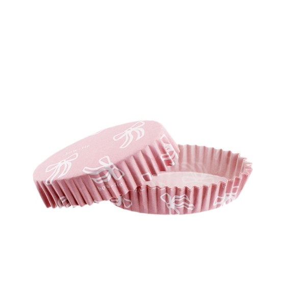Cupcake Kalıbı Pet Kapsül Oval Model Kek Kalıbı (100 Adet) F11  Fiyonklu Pembe