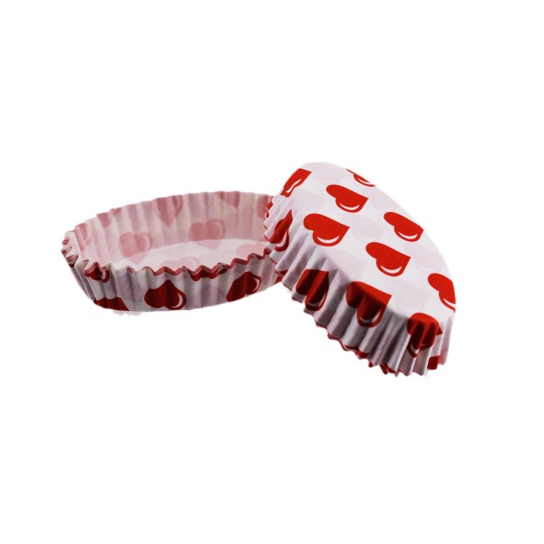 Cupcake Kalıbı Pet Kapsül Oval Beyaza Kırmızı Kalp Desenli Kek Kalıbı (100 Adet) Cupcake Kalıbı Pet Kapsül Oval Beyaza Kırmızı Kalp Desenli Kek Kalıbı (100 Adet)