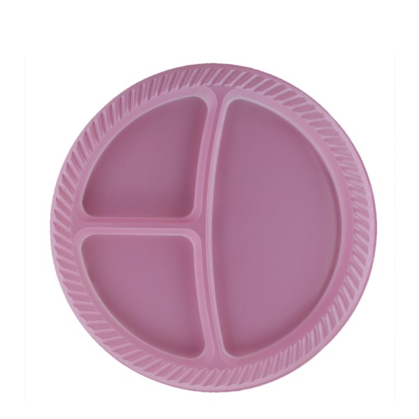 3 Bölmeli Plastik Tabldot Tabak 26 Cm  (25 Adet)  Pembe